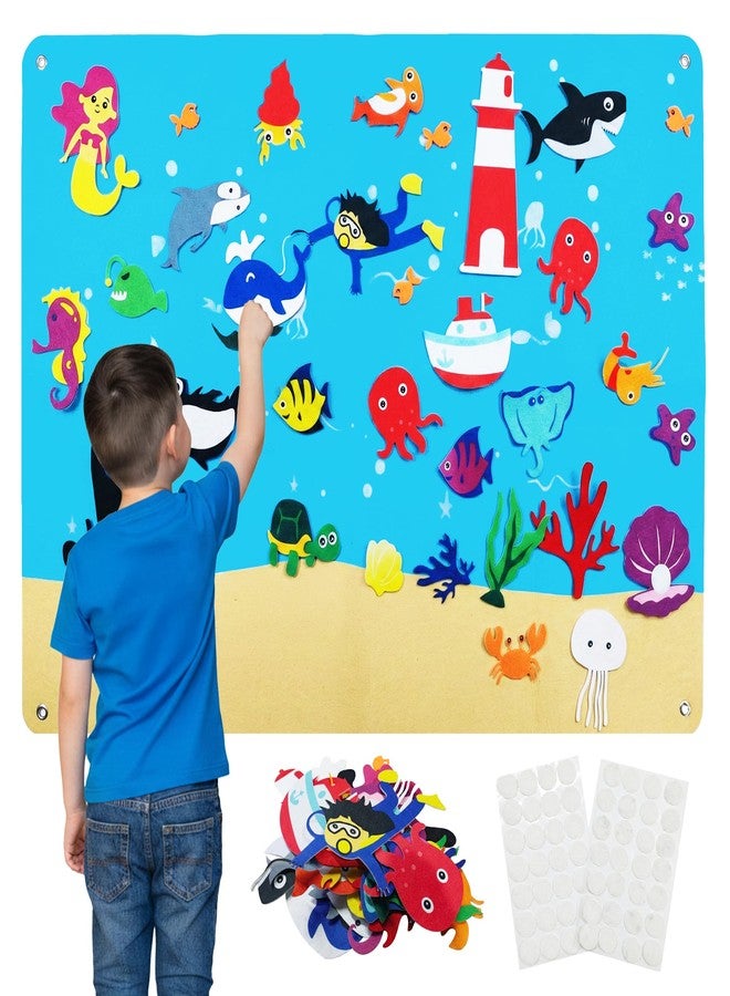 Kidology Montessori Ocean Felt Story Board Set with 34 Felt Figures | Educational & Interactive Sea World Play Mat | Perfect for Storytelling, Early Learning & Wall Hanging Play, Multicolor - Image 1